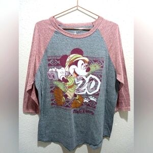 Unisex Micky Mouse Disney Parks 20 yr Org Graphic T Shirt Top 3/4 Sleeve…
